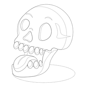 Skull tongue black and white clipart