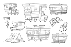 Caravan black and white vector