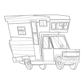 Caravan black and white clipart