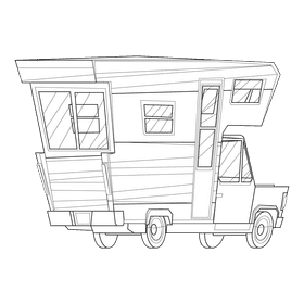 Caravan black and white clipart