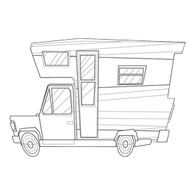 Caravan black and white clipart