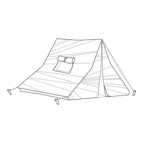 Caravan tent black and white clipart