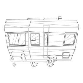 Caravan trailer black and white clipart