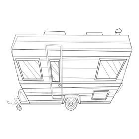 Caravan trailer black and white clipart