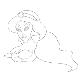 Aladdin princess jasmine black and white clipart