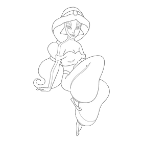 Princess jasmine black and white clipart