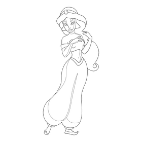 Jasmine princess black and white clipart
