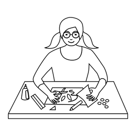 Handicraft drawing black and white clipart