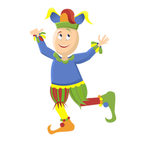 Jester in a blue sweater clipart