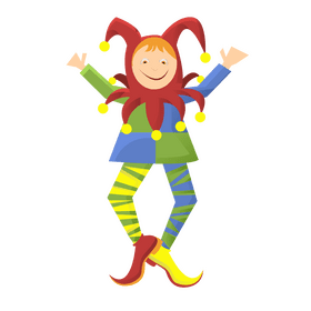 Jester in a red cap clipart