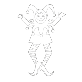 Jester in the red cap black and white clipart