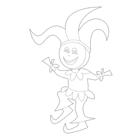 Jester in a red jacket black and white clipart