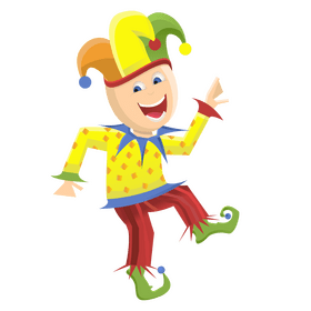 Jester in a yellow jacket clipart