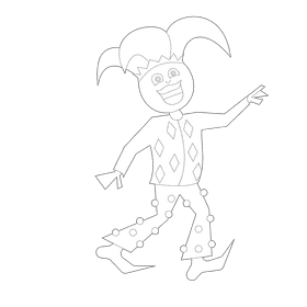 Jester in green pants black and white clipart