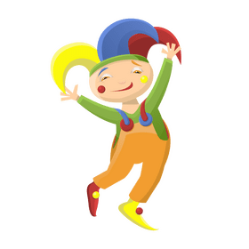 Jester in orange pants clipart