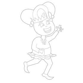 Jester in red tights black and white clipart