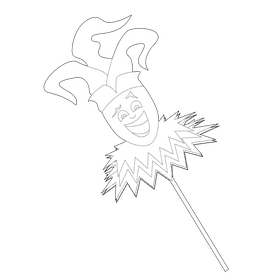 Jester's cane black and white clipart
