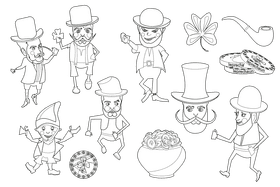 Leprechaun black and white vector
