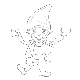 Leprechaun in a cap black and white clipart