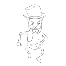 Leprechaun in a hat black and white clipart