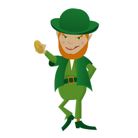 Leprechaun with a coin clipart