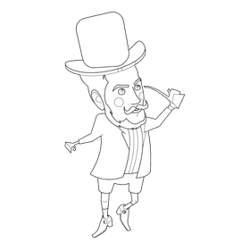Leprechaun with smoking pipe black and white clipart