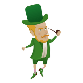 Leprechaun with smoking pipe clipart