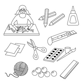 Handicraft icons set black and white vector