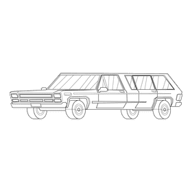 Limousine car black and white clipart