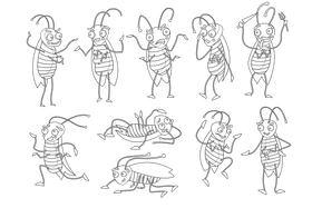 Cockroach black and white vector
