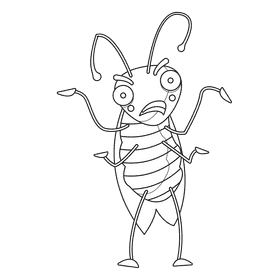 Cockroach amazement black and white clipart