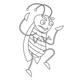 Cockroach angry black and white clipart