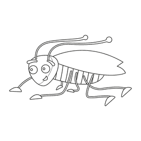 Cockroach crawling black and white clipart