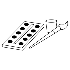 Watercolor paint drawing black and white clipart