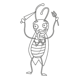 Cockroach hungry black and white clipart