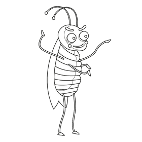 Cockroach outraged black and white clipart