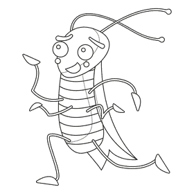 Cockroach running black and white clipart