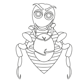 Flea grins black and white clipart