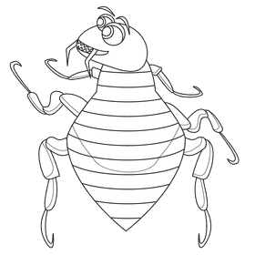 Flea smiling black and white clipart