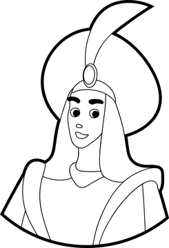 Aladdin cartoon character black and white clipart