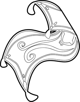 Aladdin cartoon character carpet black and white clipart