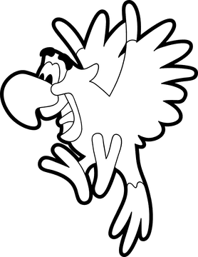 Aladdin cartoon character iago black and white clipart