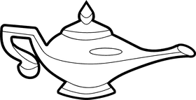 Aladdin lamp black and white clipart