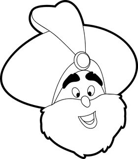 Sultan Aladdin cartoon character black and white clipart