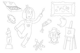 Artist painter black and white vector