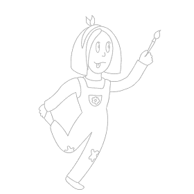 Artist Girl black and white clipart