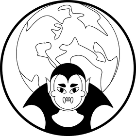 Vampire moon black and white clipart