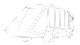 Garbage truck behind black and white clipart