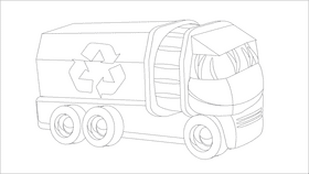 Garbage truck future black and white clipart