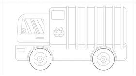 Garbage truck red black and white clipart